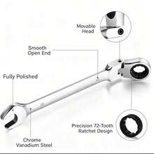 10 Mm Double Open‑End Wrench Constructed From ‑Vanadium Steel With 180° Rotatable Function. Suitable For Auto Repair, Home DIY And Mechanical Operations. Works For Motorcycles, Automobiles And Various Mechanical Equipment. - Ratchet Head Wrench - View 3