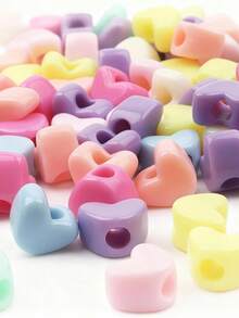 72/144PCS Acrylic 16mm Large Heart Beads, Large Hole Heart Beads, Random Mixed Colors, Solid Colors, For DIY Necklace, Bracelet, Pendant, Beaded Pen And Other Accessories - Multicolor - View 4
