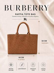 Burberry 博柏利女神草編托特包 - 鏽棕色 - 查看 4