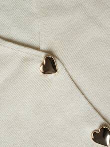 DONICY Women's Cream Mini Polo Collar Single Button Ribbed Slim Cropped Knit Sweater Cardigan, Simple Office Layering Top For Spring Fall Daily Wear - Apricot - View 5