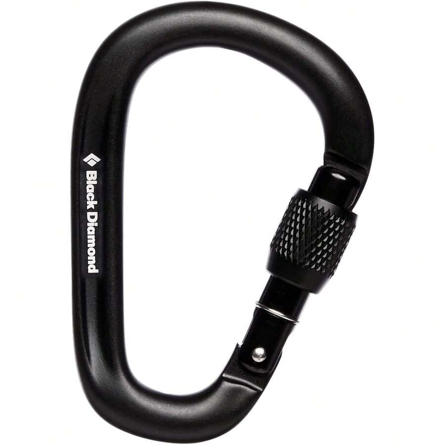 BLACK DIAMOND PearLock Screwgate Climbing Carabiner, HMS Shape, Black | Large Rope-Bearing Surface For Munter Hitches And Smooth Handling, Variant 1 - None - View 1