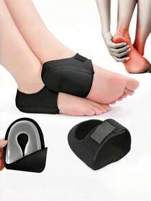1 Pair Of Unisex Shock-Absorbing Heel Pads With Hook-And-Loop Closure; Adjustable U-Shaped Silicone Heel Sleeves Suitable For Sports Shoes, Dress Shoes, And Basketball Shoes. - Multicolor - View 2