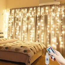 USB Powered Fairy String Lights, 8 Lighting Modes, With Remote Control (Batteries Not Included), LED Curtain String Lights. Suitable For Home Bedroom Window Wall Stage. Romantic Proposal Confession, Birthday Party, Wedding Celebration Background Atmosphere Decoration Hanging Lights, Valentine's Day Halloween Christmas Holiday Decoration - USB Plug Curtain Light - View 25