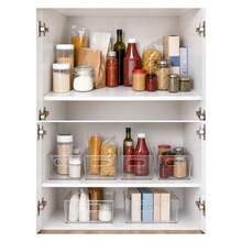 4-Pack Clear Plastic Storage Bins With Handles, Open-Top Organizer Set For Kitchen Cabinet, Condiment And Countertop Storage - View 7