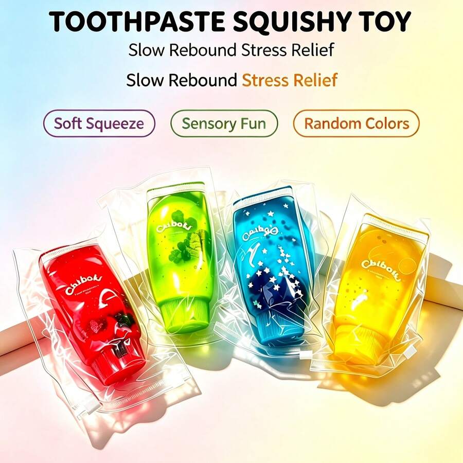 1PC Colorful Fruit‑Style Toothpaste Tube Squishy Toy, Pocket‑Portable Stress Relief Fidget, Creative Soft Fruit Toothpaste Squeeze Toy, Viral Decompression Toy, Hot‑Selling Cross‑Border Wholesale Supply For Street Stalls. - Multicolor - View 1