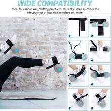 1 Pair Adjustable Ankle Dumbbell Weights, Fitness Ankle Straps, Tibia Trainer Leg Bands, Leg Weight Dumbbells, Leg Stretching And Strength Training Equipment - Black - View 2