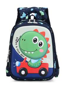 Nueva mochila estilo preppy ligera cómoda linda dinosaurio mochila de hombro para estudiantes simple versátil mochila de campus - Azul - Ver 6