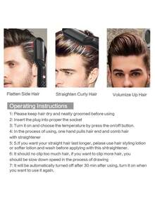 UKLISS 2026 Upgraded Men's Hair & Beard Straightener – Professional Electric Flat Iron With Comb, Fast-Heating Styling Tool For Smooth, Neat Hair & Beard - Black - View 8