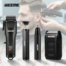 WEEME 4PCS Professional Hair Clippers For Men, Father's Day Christmas Gift, Cordless Rechargeable Grooming Kit With Beard Trimmer And Nose Hair Trimmer - Black - View 2