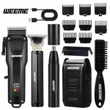 WEEME 4PCS Professional Hair Clippers For Men, Father's Day Christmas Gift, Cordless Rechargeable Grooming Kit With Beard Trimmer And Nose Hair Trimmer - Black - View 8