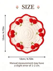 Cute Cherry Element Decorated Coaster, Vintage Style Desktop Accessory, Fashionable Tea Cup Coffee Cup Desktop Decoration, Suitable For Home Daily Decoration Matching - Multicolor - View 6