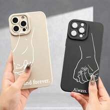 Phone Case: Couple Locks Pattern UV Printing Angel Eyes Soft Phone Case Phone Shell Matte Phone Cover 360 Degree Full Protection For IPhone 11 12 13 14 Pro Max 15 XR X/ XS 7 8 Plus SE  For Smartphone - Black - View 4