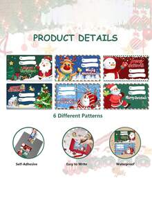 300/500PCS Roll Of Christmas Gift Wrapping Labels, Santa Claus, Reindeer, And Bell Patterns, Christmas Gift Name Label Stickers Roll,For Holiday Gift Box Packaging, Envelope Decoration, Christmas Card, Invitation, And Handmade Gift Sealing Decoration - Multicolor - View 10