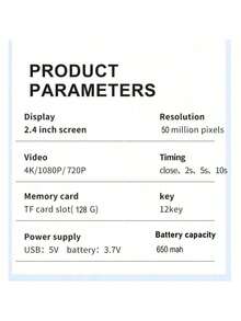 Cámara Digital 4K con Zoom 16x, Pantalla de Alta Definición de 2.4 Pulgadas 50M, Creación de Video de Píxeles, Cámara Digital Compacta, Adecuada para Estudiantes; Cámara CCD, Esencial para Viajes, Pegatinas de Cristal DIY Gratis - Conjunto de cristales blancos Q12 - Ver 12