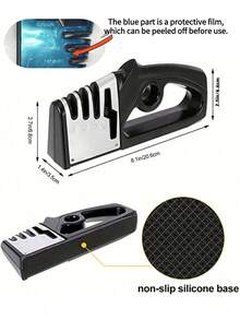 1pc 4-In-1 Kitchen Knife And Scissor Sharpener, Knife Sharpener, Kitchen Knife Sharpening Tool, Outdoor Camping Kitchen Sharpener With Handle, Sharpening Stone, Kitchen Accessories - Easily Achieve Coarse To Medium Grinding For Sharp Blades - Sharpener Master - View 12