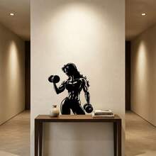 Self-Adhesive Dumbbell Lifting Female Bodybuilding Wall Sticker, Gym Inspirational Sports Decor, Suitable For Home Gym, Studio, Bedroom, Living Room Home Decor, Waterproof, Peel And Stick Material, Ideal Gift For Female Fitness And Bodybuilding Enthusiasts - A - View 3