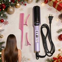 BLUTOOL Hair Straightener Brush, Fast Heating Ceramic Straightening Comb With 5 Temperature Settings, Anti-Scald , Portable Frizz-Free Straightening Brush For Women, Perfect For Home Salon Travel - US A Type Plug(110-127V) - View 8