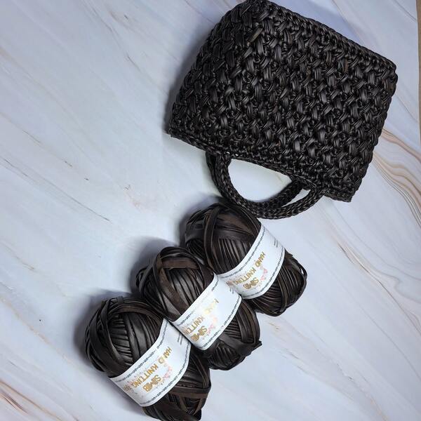 3 Packs Matte Imitation Leather Fabric Yarn, 100g Per Pack, Total 300g, Handmade Woven Bags For Spring/Summer New Products, DIY Handbags, Phone Bags, Etc., Elastic, Colorfast And Non-Fading