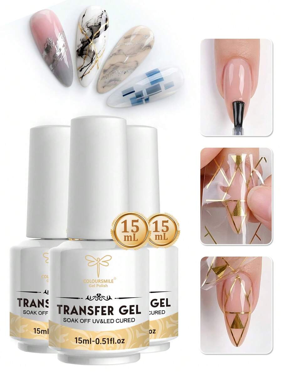 COLOURSMILE 15ML 星空箔膜轉印凝膠,強力黏著美甲箔貼,LED燈固化美甲護理凝膠 - 無色 - 查看 1