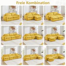 2 Seat Modular Sofa Yellow Chenille – Easy Assembly For Living Room And Lounge - 黃色雙座 - 查看 11