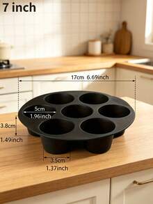 Cetakan Muffin Silikon 7 Rongga untuk Air Fryer, Loyang Kue Bulat untuk Muffin, Kue, dan Makanan Penutup Cokelat, Mudah Dilepas & Mudah Dibersihkan - View 13
