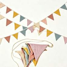 1pc Holiday Triangle Bunting Banner, Polyester Fabric, Reusable, Multicolor Triangle Flag Rope, Suitable For Various Holiday Indoor And Outdoor Bohemian Style Decoration, Birthday Party Supplies, Wedding Bridal Shower - A Triangle - View 4