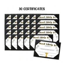 Most Likely To Certificate 30pk 6x9" Fill Out End Of Year Awards Superlative Bulk Pack For Teachers Students In Classrooms Minimalist P - Black - View 3