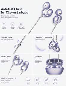 Arvin Anti-Lost Ear Clip Lanyard Compatible With Huawei FreeClip 2, Shokz OpenDots-ONE, TOZO Open-EarRing, Adjustable Metal Snake Bone Chain Earphone Lanyard Holder, Universal Clip-On Earphone Anti-Drop Rope Accessory, Suitable For Sports, Running, Travel - View 10