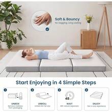 Tri Fold Foldable Mattress 4 Inch Memory Foam Portable Folding Floor Guest Bed Convertible Lounger Mat With Removable Washable Cover Storage Bag Non Slip Bottom For Camping Travel Home RV White - Full - View 9