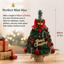 Desktop Christmas Tree, Mini Holiday Desk Ornament Home Decor Party Favor - Green - View 8