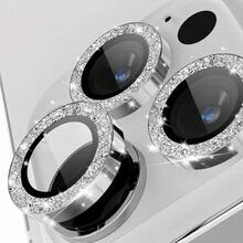 Glitter Lens Film, Compatible With IPhone 17, Compatible With 12/Mini/13/14 Plus/15/16 Pro Max/16e/17/17 Pro/17 Pro Max/17 Air Camera Protector/Back Cover Protector Ring, 13 Pro Max Lens Cover, Personalized Luxury Shiny Diamond Texture - Silver - View 7
