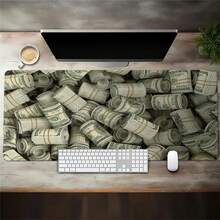 1pc Cool Dollar Mouse Pad Long Non-Slip Many Banknotes Desk Pad Office Gameing Table Mat Back To School, Creative Mousepad For Office Gaming Working - View 2