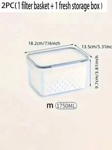 6 件带盖塑料食品储存容器，适用于冰箱，多功能密封盒，用于水果、蔬菜和厨房储存（3 件沥水篮 + 3 件保鲜盒） - 白色 - 查看 12