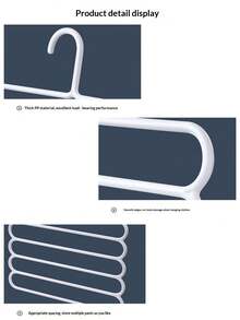10pcs/8pcs/5pcs/4pcs/2pcs/1pc Wardrobe Storage Hangers, 5-Tier Plastic Scarf Rack, Pants Hanger, Scarf & Tie Organizer Rack, Wardrobe Organizer - White - View 4
