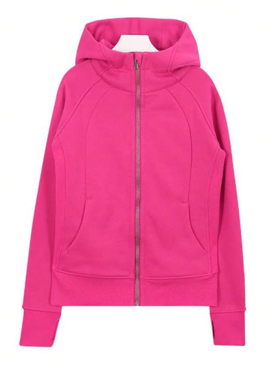 Lululemon Women's Scuba Full-Zip Hoodie Classic Hooded Jacket Fit Track Jacket Full Zip Outerwear Breathable Warm Athletic Sweatshirt With Thumbholes - 玫紅色 - 查看 1