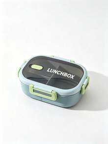 Flip-Top Snap-Lock Divided Plastic Bento Box, Microwave- Leak-Proof Lunch Box With Spoon, Portable For Students, Office Workers And Outdoor Use - Multicolor - View 10