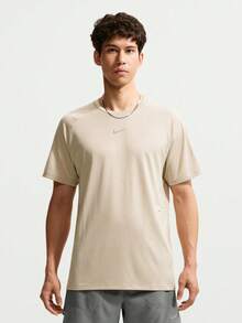 Nike Men's AS M NK AF STRIDE SS TOP Short Sleeve Knit Collarless T-Shirt TIH0746-236 - Beige - View 1