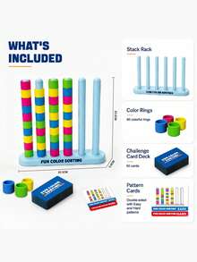 Juego de mesa divertido de clasificación de colores - Bloques de construcción apilables de razonamiento lógico para niños - Juguete educativo interactivo de entrenamiento de concentración para padres e hijos - Multicolor - Ver 7