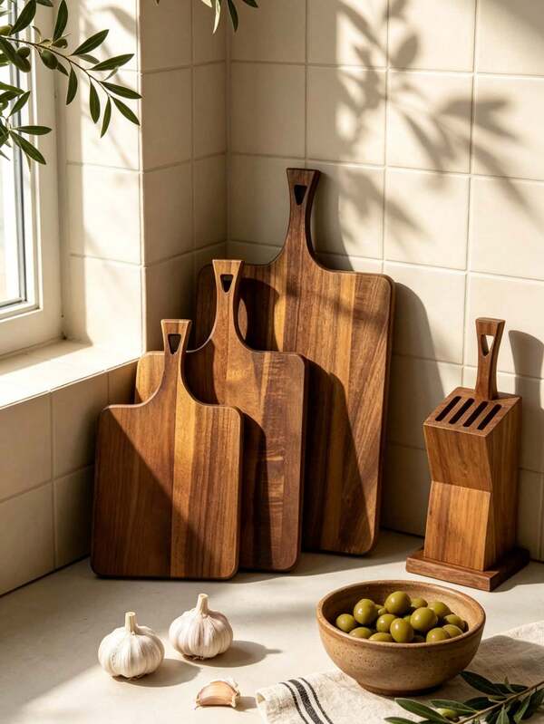1pc Wooden Serving Tray, Home Dessert Plate, Clear Natural Wood Grain Texture, Multi-Functional Easy To Clean, Cutting Board, Fruit, Vegetable, Meat, Hotel Restaurant Coffee Plate, Tea Tray, Can Hold Fruit, Sushi, Steak, Bread, Snacks, Wooden Display Tray, Suitable For Kitchen, Living Room, Party, Gathering, Valentine's Day, Halloween, Christmas