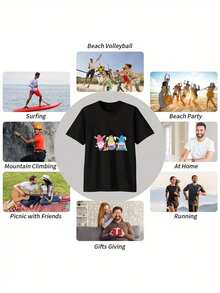 Men T-Shirts - 黑色 - 查看 5