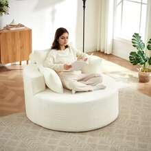 Beige 1 Seat Sofa - Chenille Fabric, No Assembly Required For Living Room - Beige 1 Seat - View 1