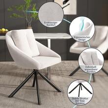 Dining Chair Beige Made Of Velvet For Dining Room And Kitchen - 米色 - 查看 5