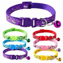 Personalized Soft Cat Adjustable Collar With Bell, Cat Collar, Custom Pet Name Tag, Adjustable Basic Collar, Suitable For Medium And Small Dogs, Cats, Kittens And Puppies, With Buckle - Multicolor - View 10