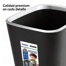 Set Of 2 Minimalist Durable Plastic Trash Cans, Multicolor, For Home And Office - Black - View 3