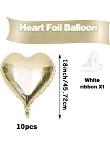 10pcs/Set 18inch Heart Shaped Foil Balloon In Gold, White, Red, Pink, Blue, Cream, Light Gold, Black - Perfect For Birthday Party, Wedding, Valentine's Day, Anniversary, Bridal Shower, New Year Party Decoration, Room Decor, Photo Props - Multicolor - View 25