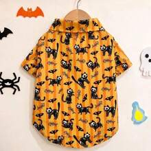 LUCKIE PAL 1pc Halloween Skeleton Dark Kitten Animal Print Cute Casual Fashion Pet Shirt With Buttons, Suitable For Cats And Dogs, Indoor And Outdoor - Multicolor - View 13