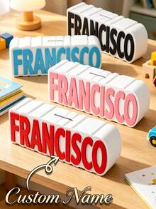 Personalized Piggy Bank, Customized Letter Piggy Bank, Customizable Text/Name, Durable And Sturdy, Suitable For Birthday, Christmas Or Various Holiday Gifts, Ideal As Back To School Gift, Perfect For Home Or Office Storage - Multicolor - View 4