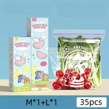 15/20/30/40/50/55/60个加厚食品储存袋，密封冷冻袋，适用于冰箱、水果蔬菜、厨房收纳 - 透明 - 查看 28