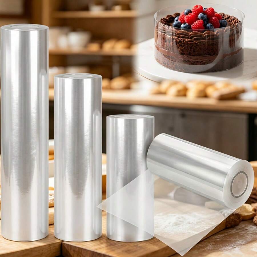 Transparent Cake Collar Apron, 1 Roll Mousse Cake Collar Roll, Suitable For Chocolate Mousse Cake Decoration, Perfect For Celebrating Christmas Halloween Thanksgiving , Baking Supplies Cake Tools - Multicolor - View 1