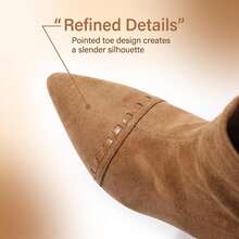 Women's Faux Suede Pointed Toe Wedge Ankle Boots, Elegant Back Zipper Elastic Ankle Boots, Minimalist Solid Color Autumn/Winter Boots - Khaki - View 6